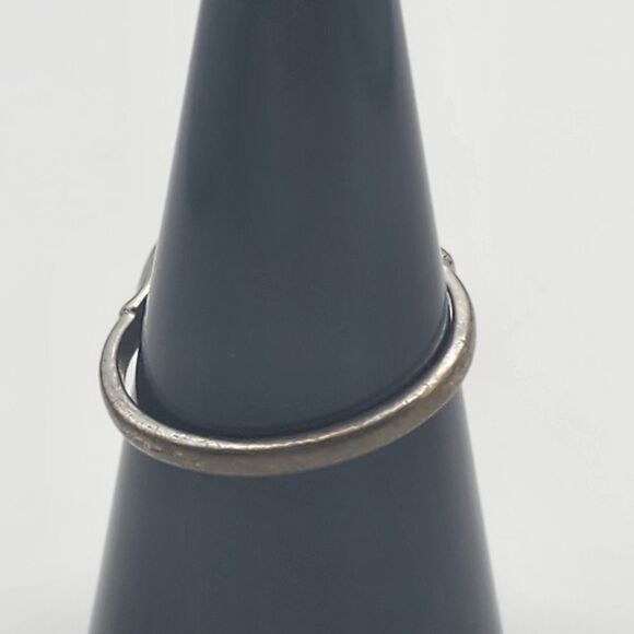 Vintage Vargas 18K White Gold HGE Blue Glass & Clear CZ Ring (8) - Picture 4 of 7